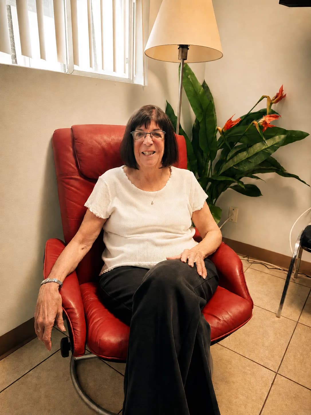 Peggy Cohen, LCSW, seated in her San Diego therapy office